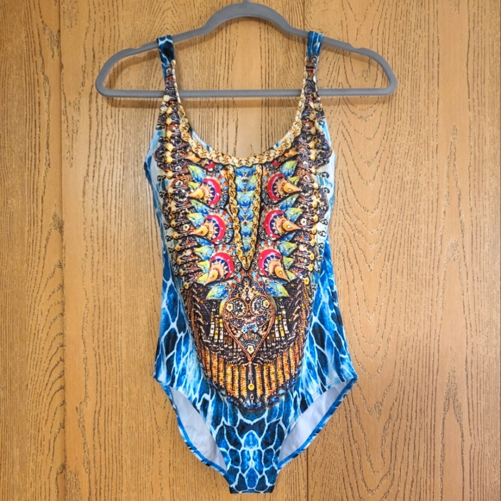 True Colours by La Moda one piece embellished swimsuit Medium